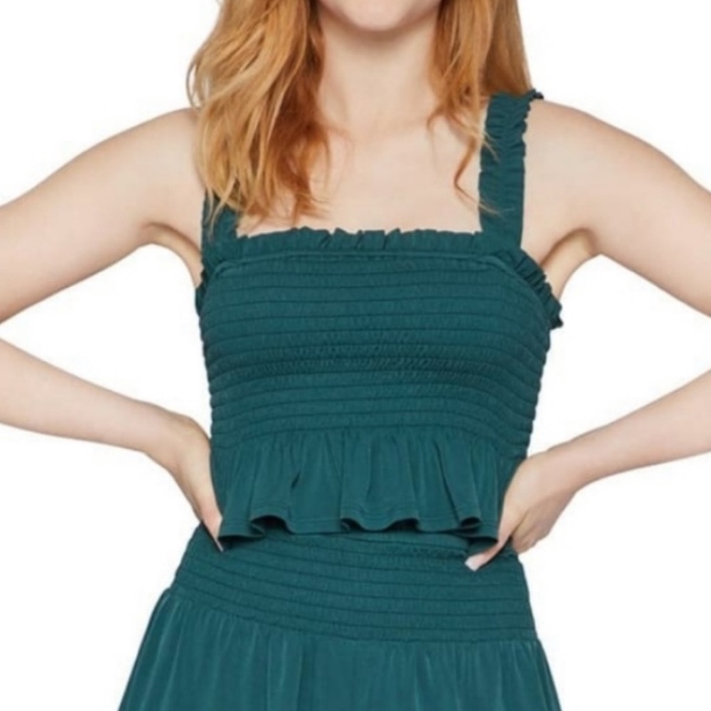 BCBGeneration Smocked Peplum Top Bright Elm